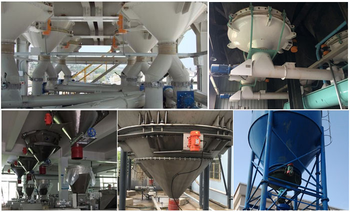 振動料斗結(jié)合料倉，螺旋輸送機等設(shè)備現(xiàn)場使用展示
